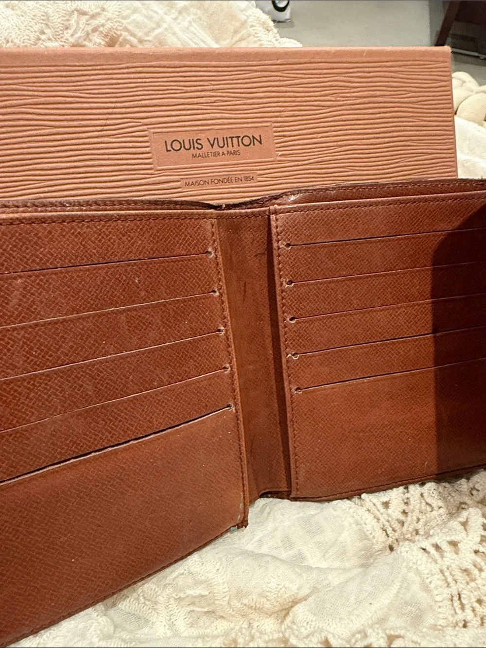 VINTAGE Louis Vuitton Brown & Tan Monogram double side Snap Wallet